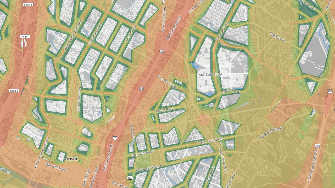 78722, TX Map of Noise Levels in 78722