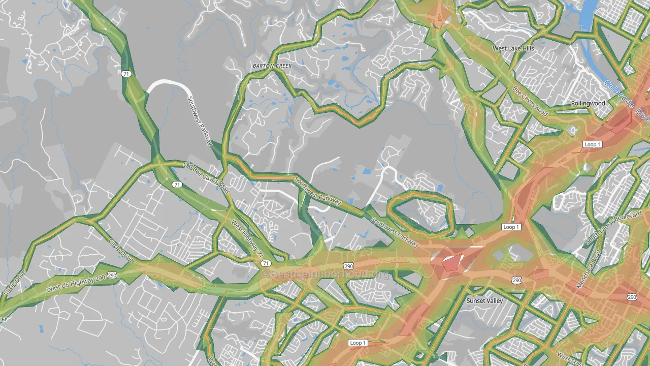 78735, TX Map of Noise Levels in 78735