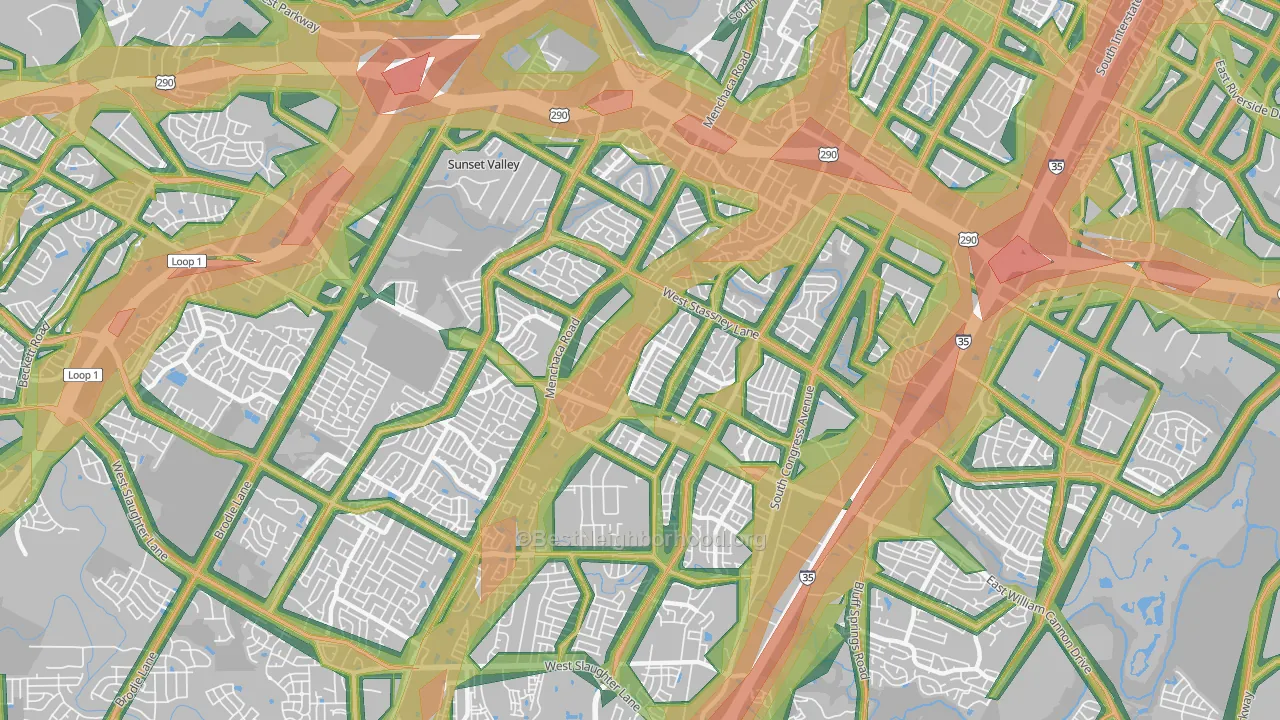 78745, TX Map of Noise Levels in 78745