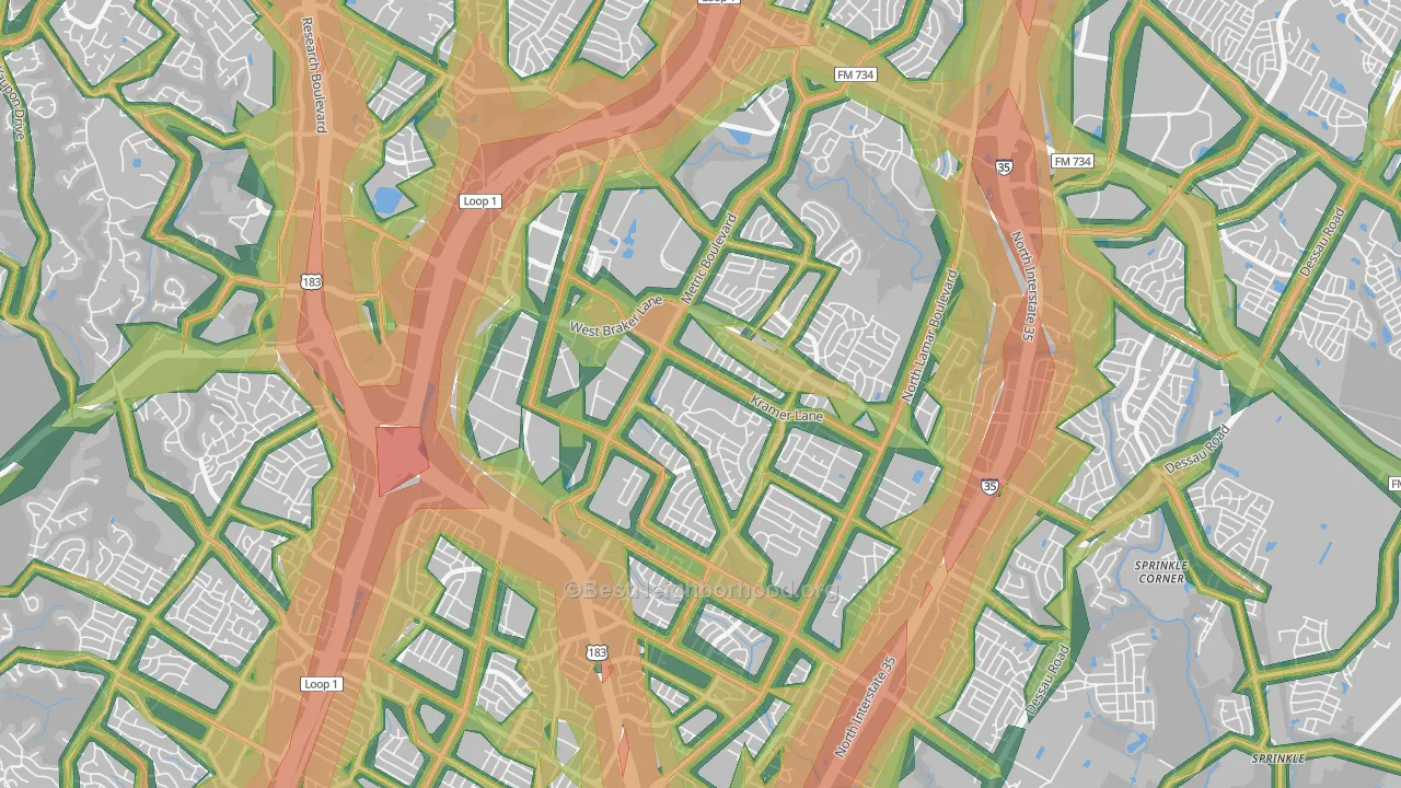 78758, TX Map of Noise Levels in 78758
