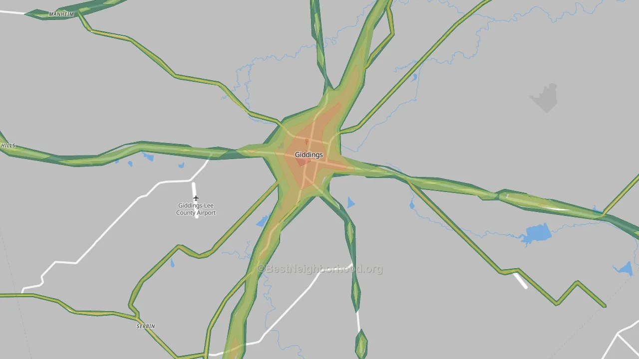 78942, TX Map of Noise Levels in 78942
