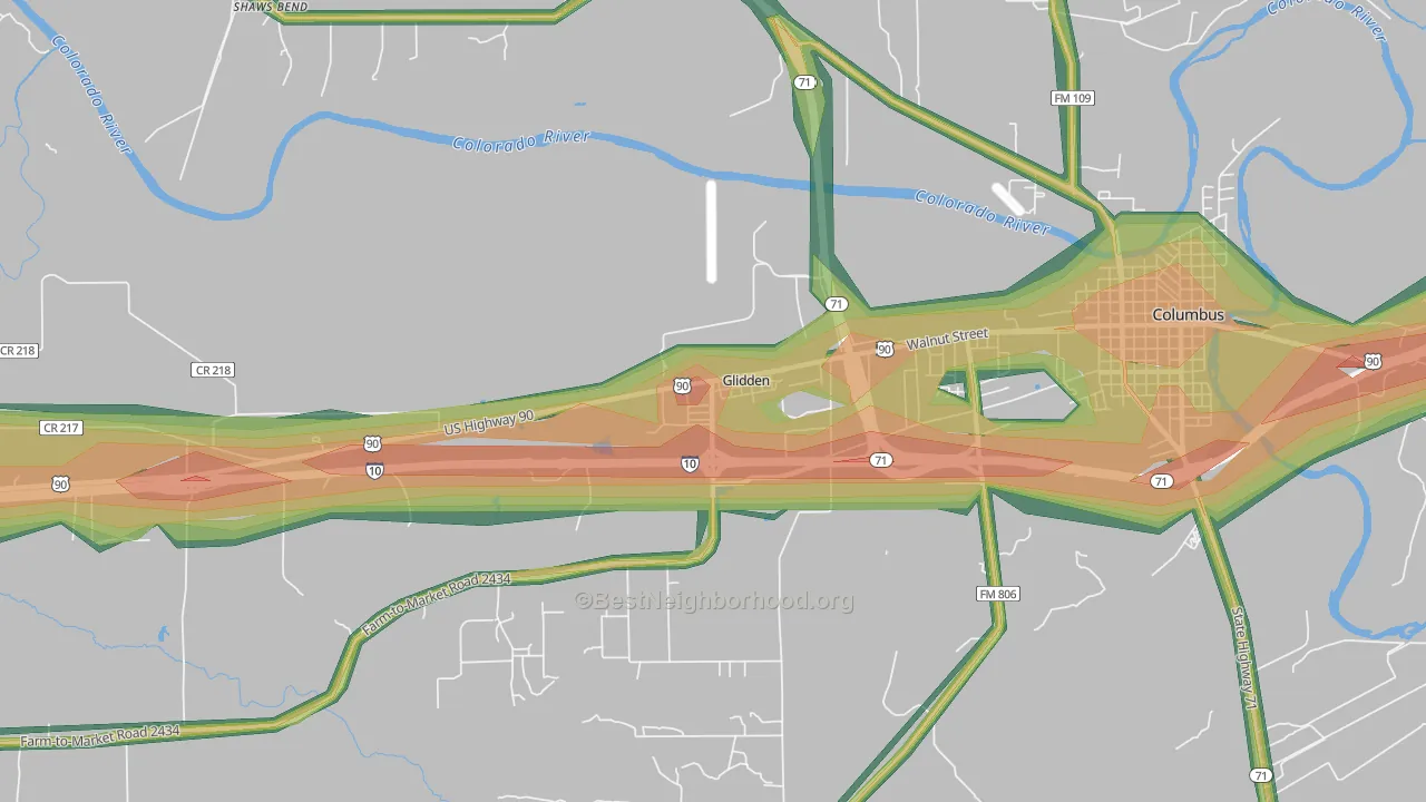 78943, TX Map of Noise Levels in 78943