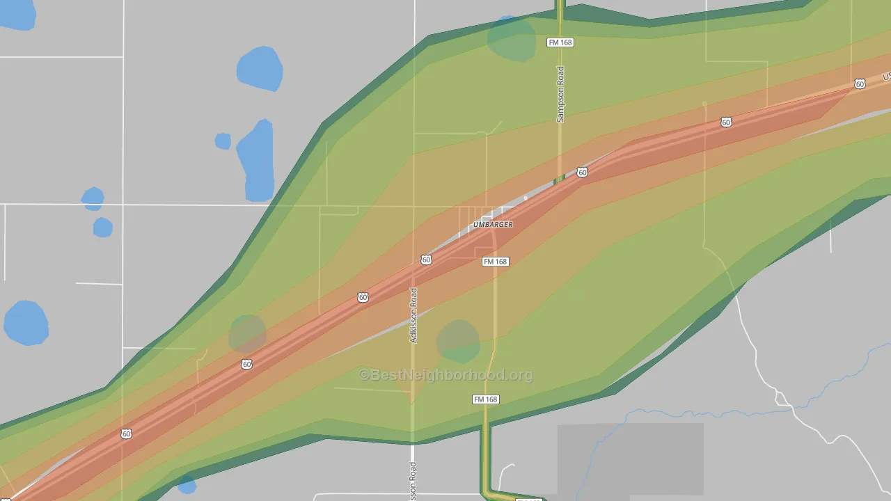 79091, TX Map of Noise Levels in 79091