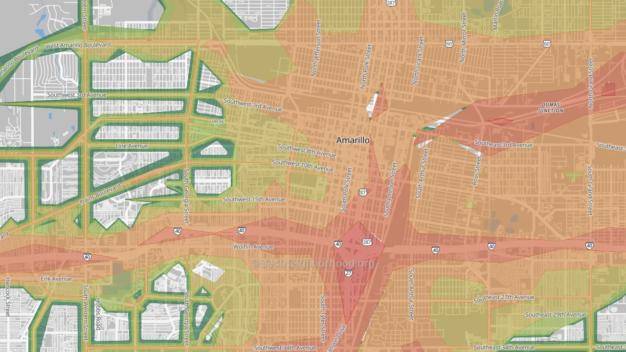 79101, TX Map of Noise Levels in 79101