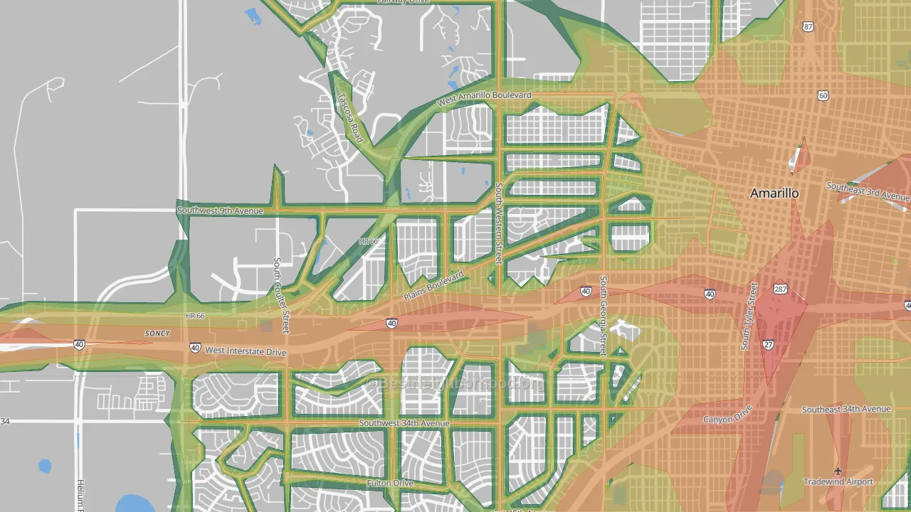 79106, TX Map of Noise Levels in 79106