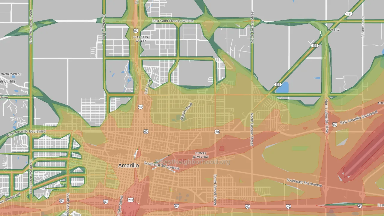 79107, TX Map of Noise Levels in 79107