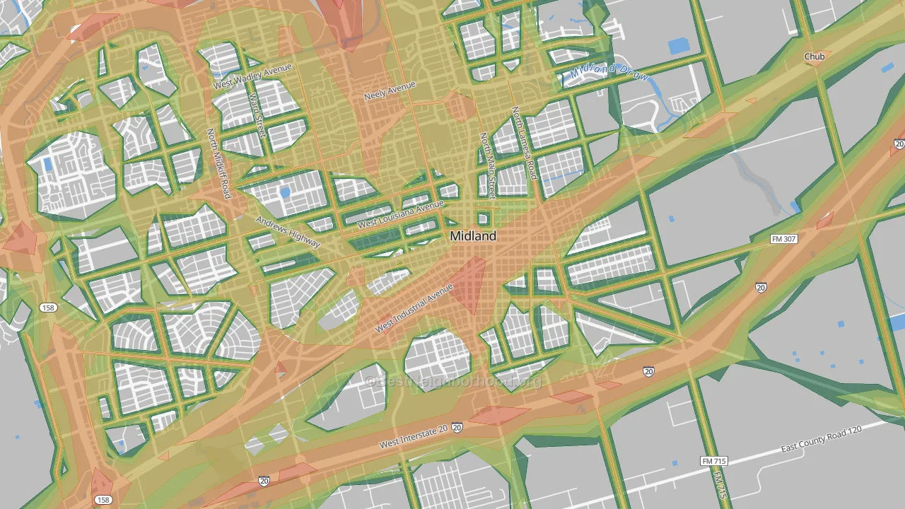 79701, TX Map of Noise Levels in 79701