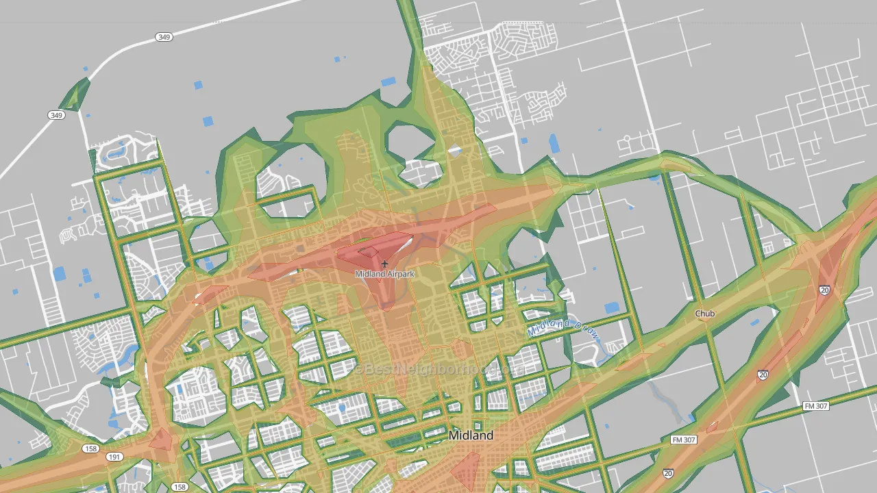79705, TX Map of Noise Levels in 79705