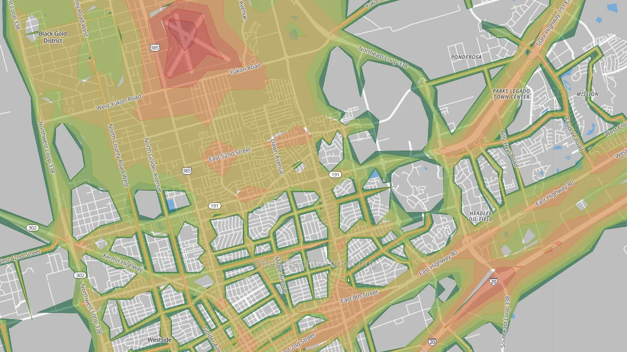 79762, TX Map of Noise Levels in 79762