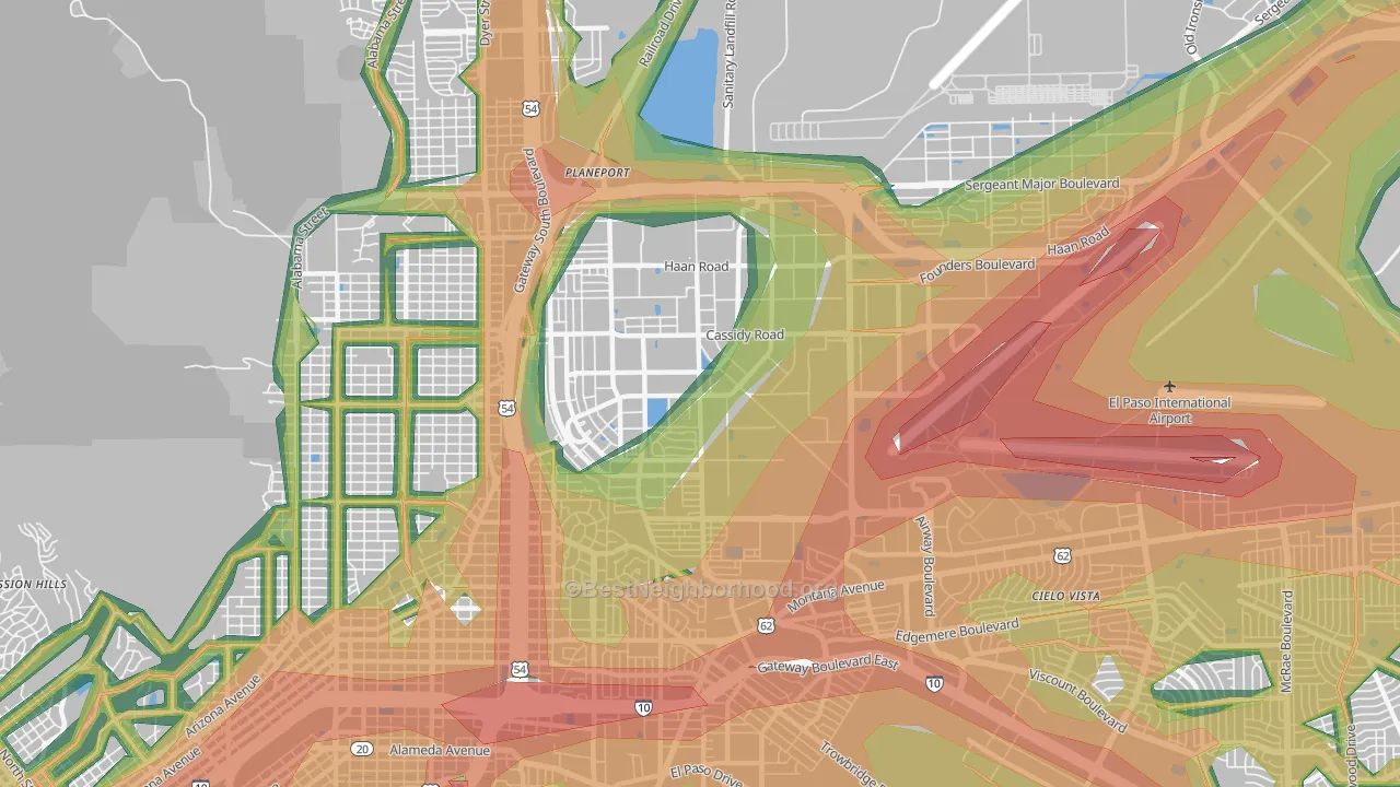 79906, TX Map of Noise Levels in 79906
