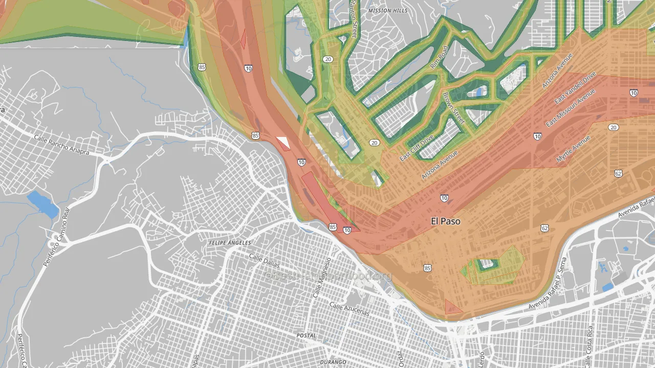 79968, TX Map of Noise Levels in 79968