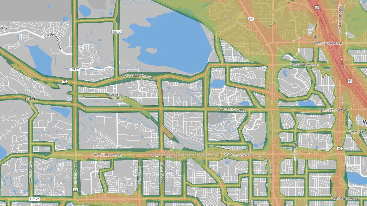 80005, CO Map of Noise Levels in 80005