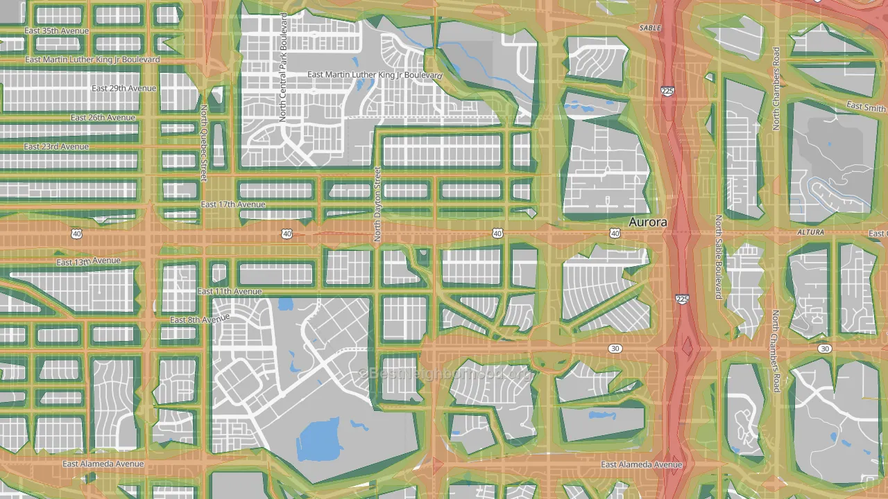 80010, CO Map of Noise Levels in 80010