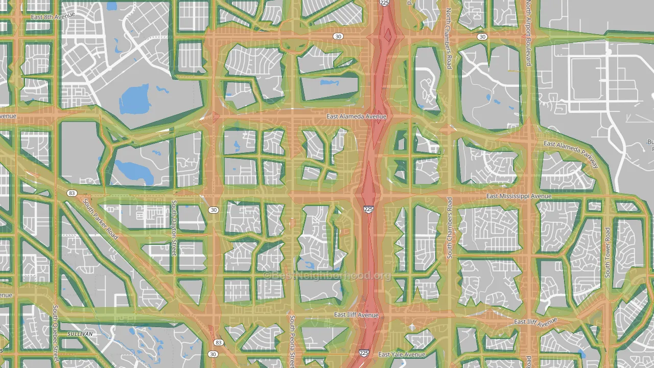 80012, CO Map of Noise Levels in 80012