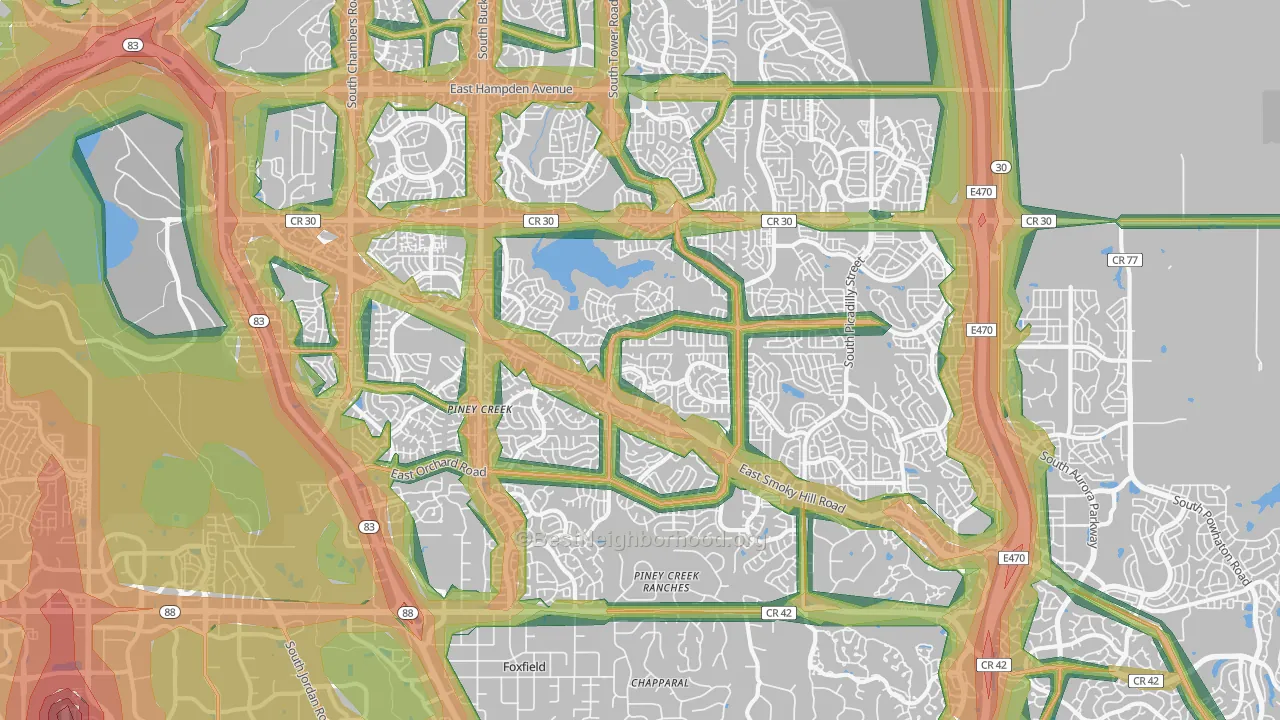 80015, CO Map of Noise Levels in 80015