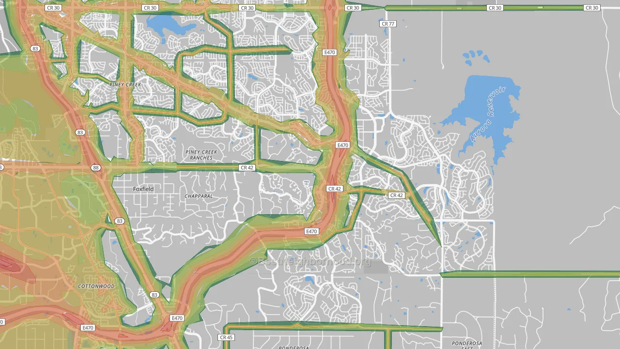 80016, CO Map of Noise Levels in 80016
