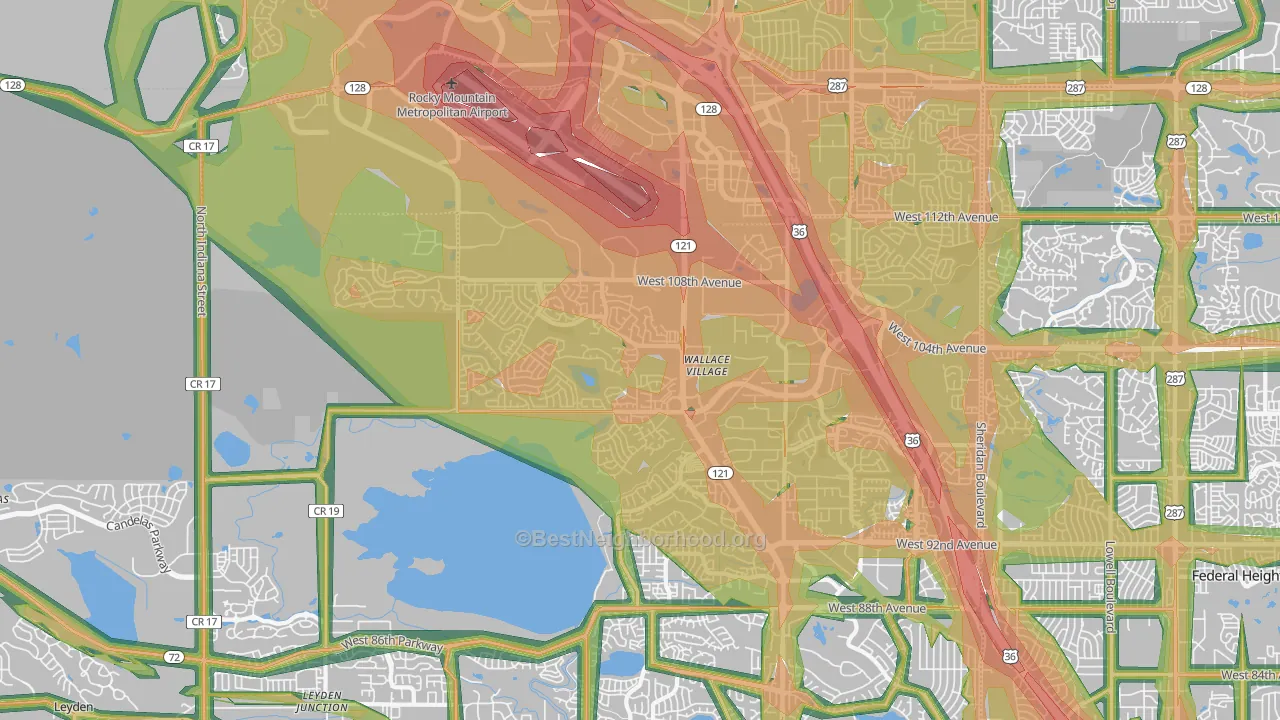 80021, CO Map of Noise Levels in 80021