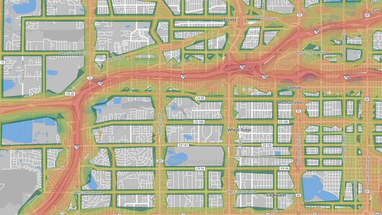 80033, CO Map of Noise Levels in 80033