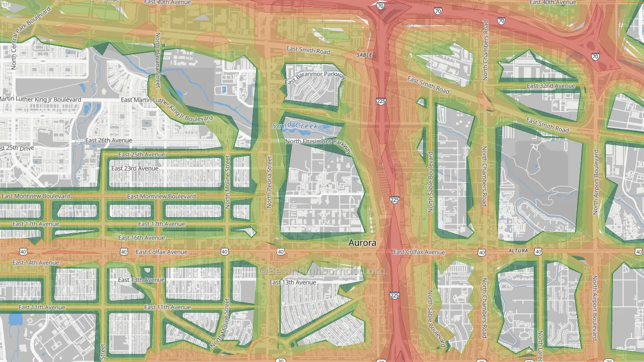 80045, CO Map of Noise Levels in 80045