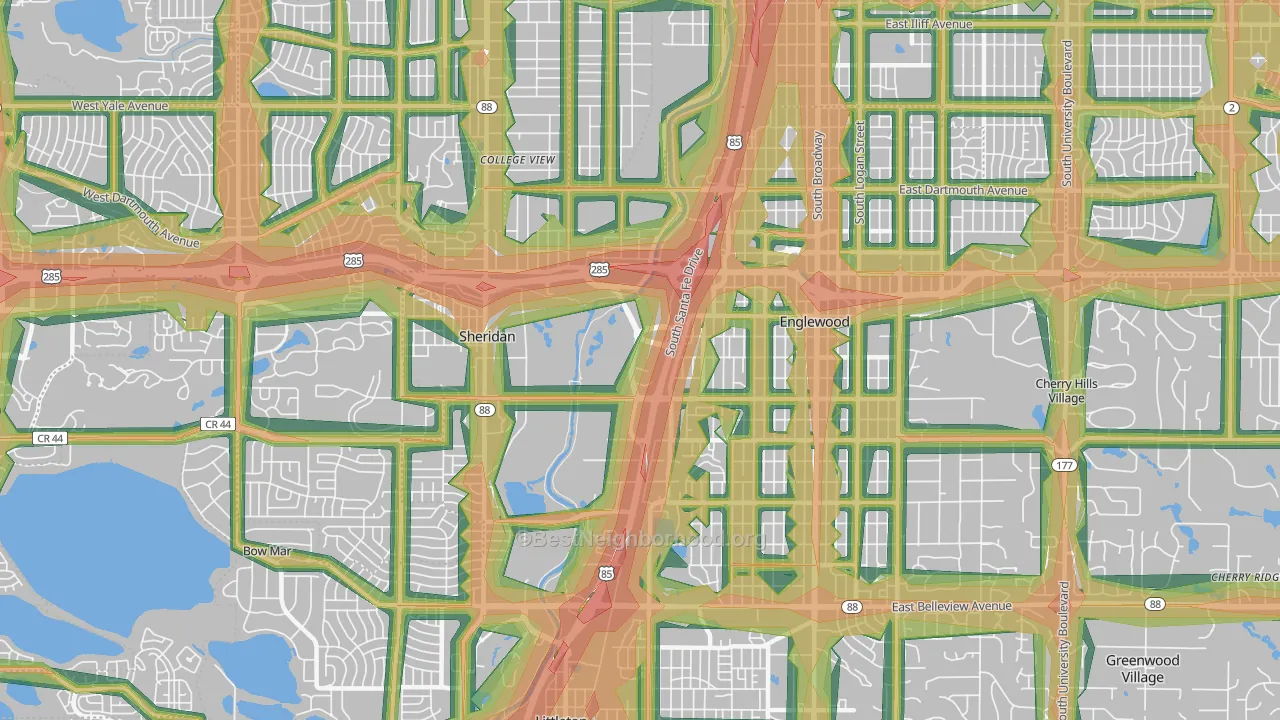 80110, CO Map of Noise Levels in 80110
