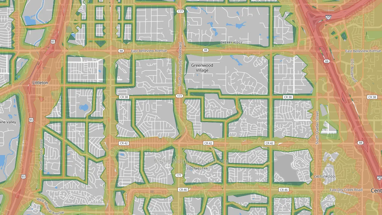 80121, CO Map of Noise Levels in 80121