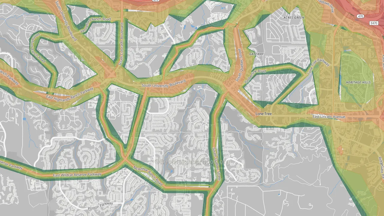 80130, CO Map of Noise Levels in 80130