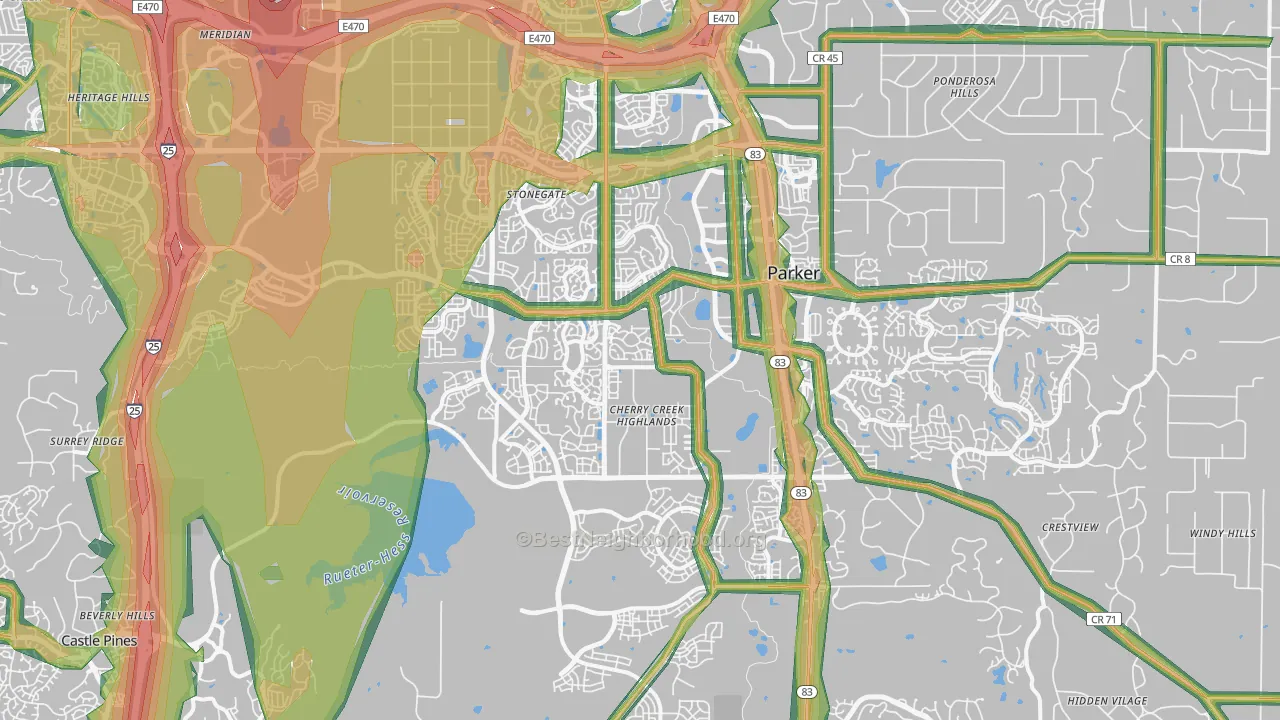 80134, CO Map of Noise Levels in 80134