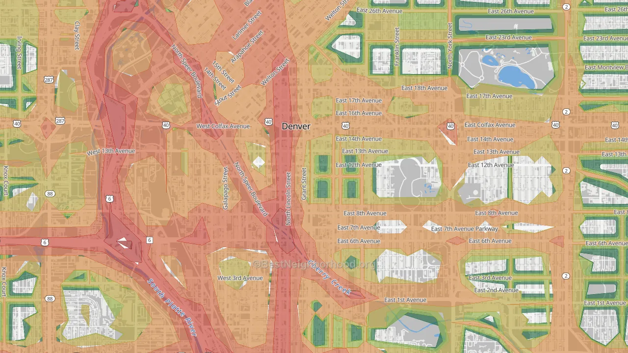 80203, CO Map of Noise Levels in 80203