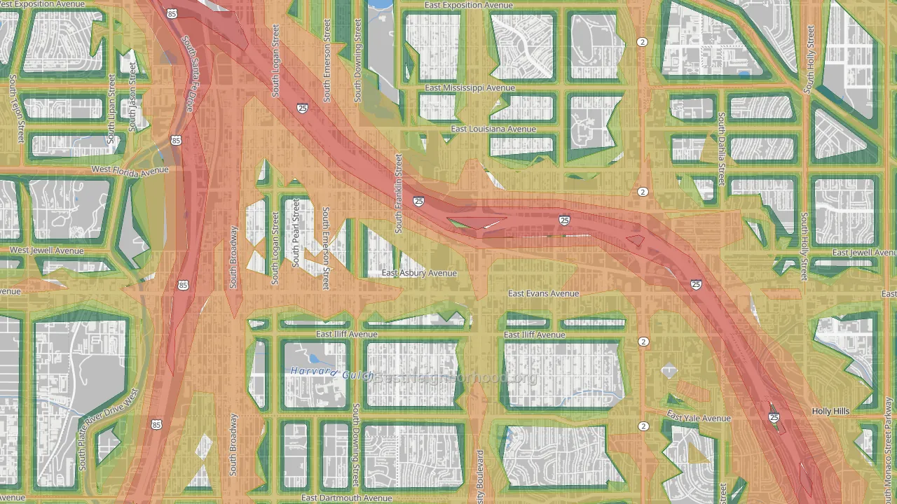 80208, CO Map of Noise Levels in 80208