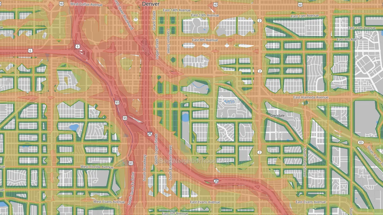 80209, CO Map of Noise Levels in 80209
