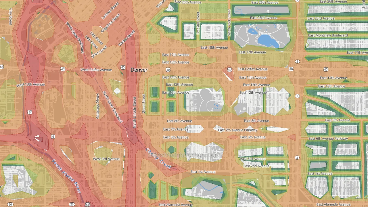 80218, CO Map of Noise Levels in 80218