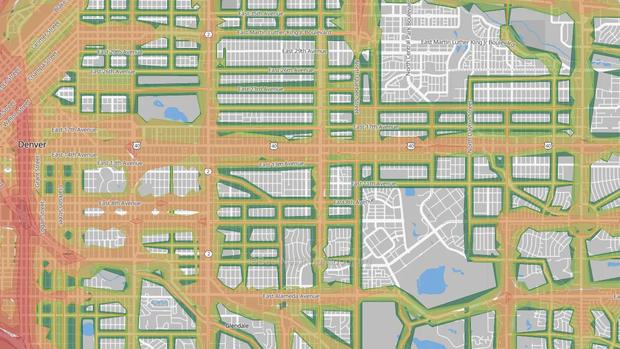 80220, CO Map of Noise Levels in 80220
