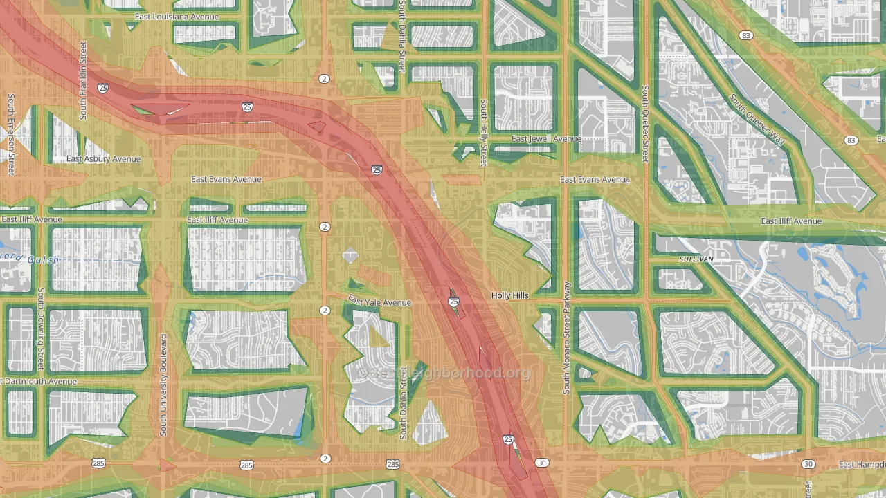 80222, CO Map of Noise Levels in 80222