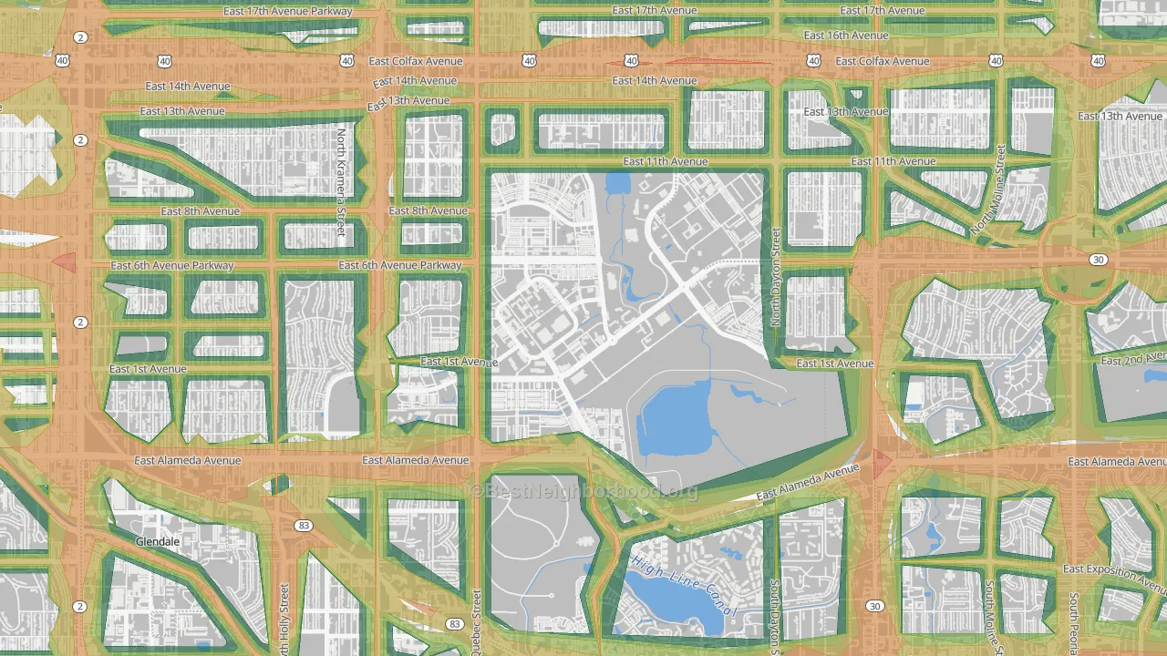 80230, CO Map of Noise Levels in 80230