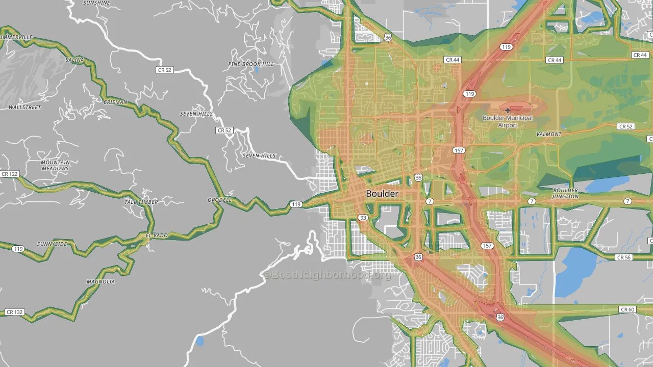 80302, CO Map of Noise Levels in 80302