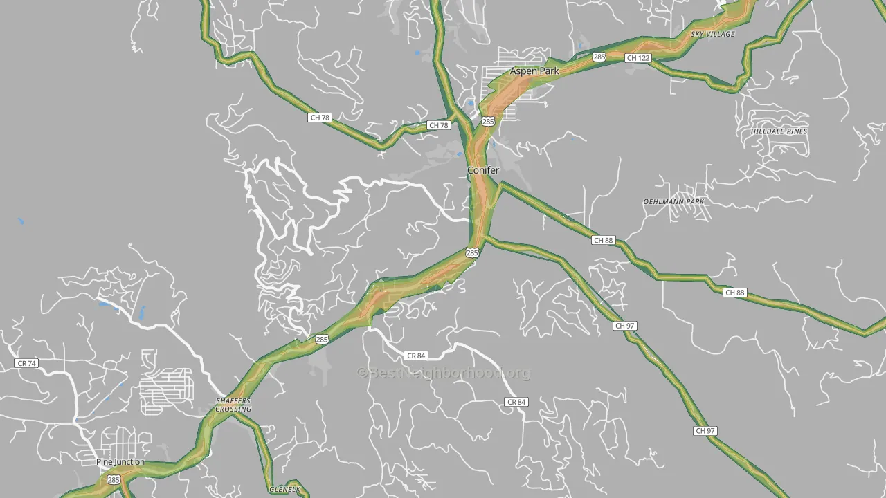 80433, CO Map of Noise Levels in 80433