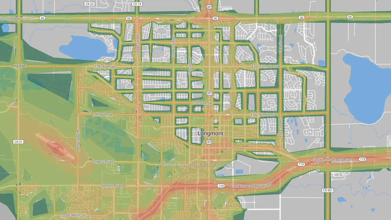 80501, CO Map of Noise Levels in 80501