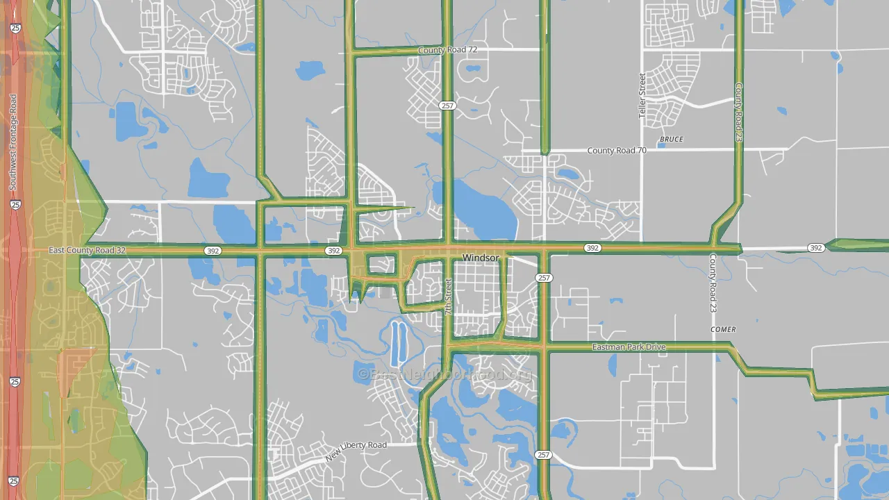 80550, CO Map of Noise Levels in 80550