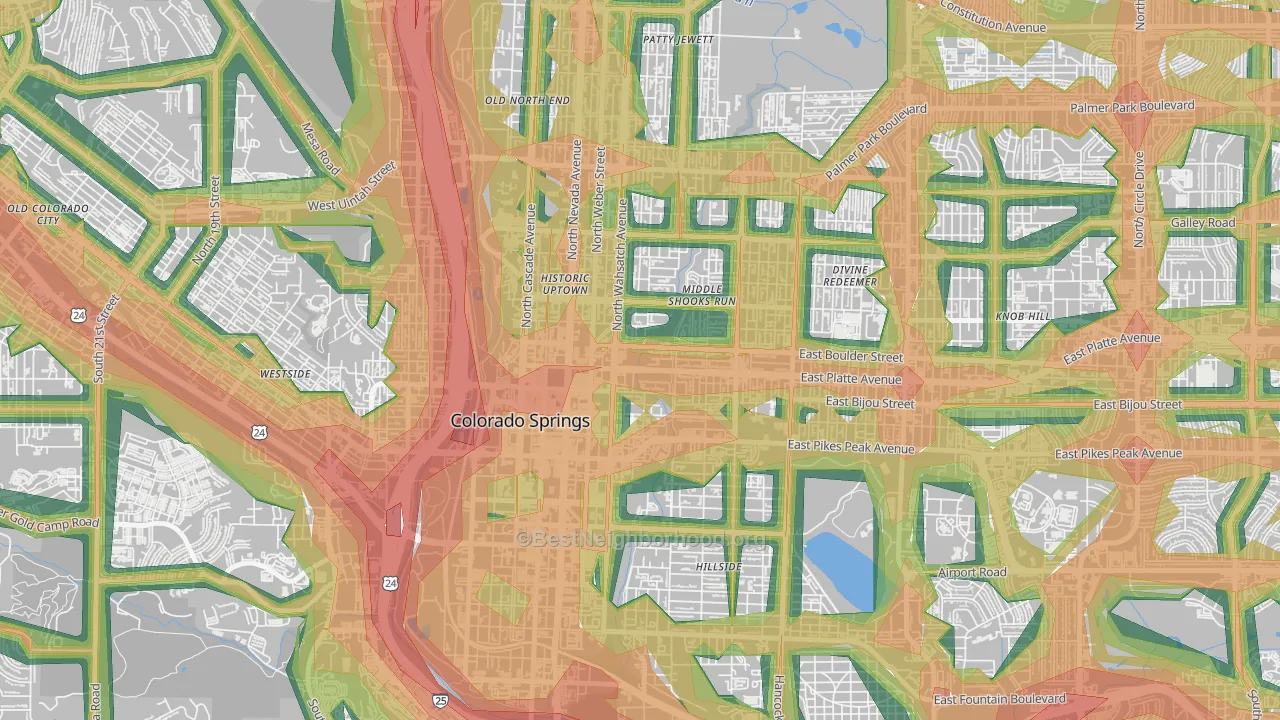 80903, CO Map of Noise Levels in 80903