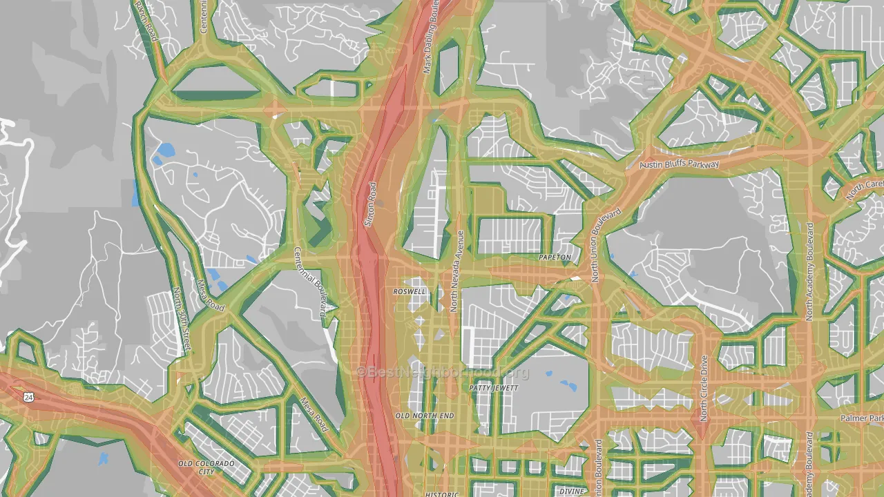 80907, CO Map of Noise Levels in 80907