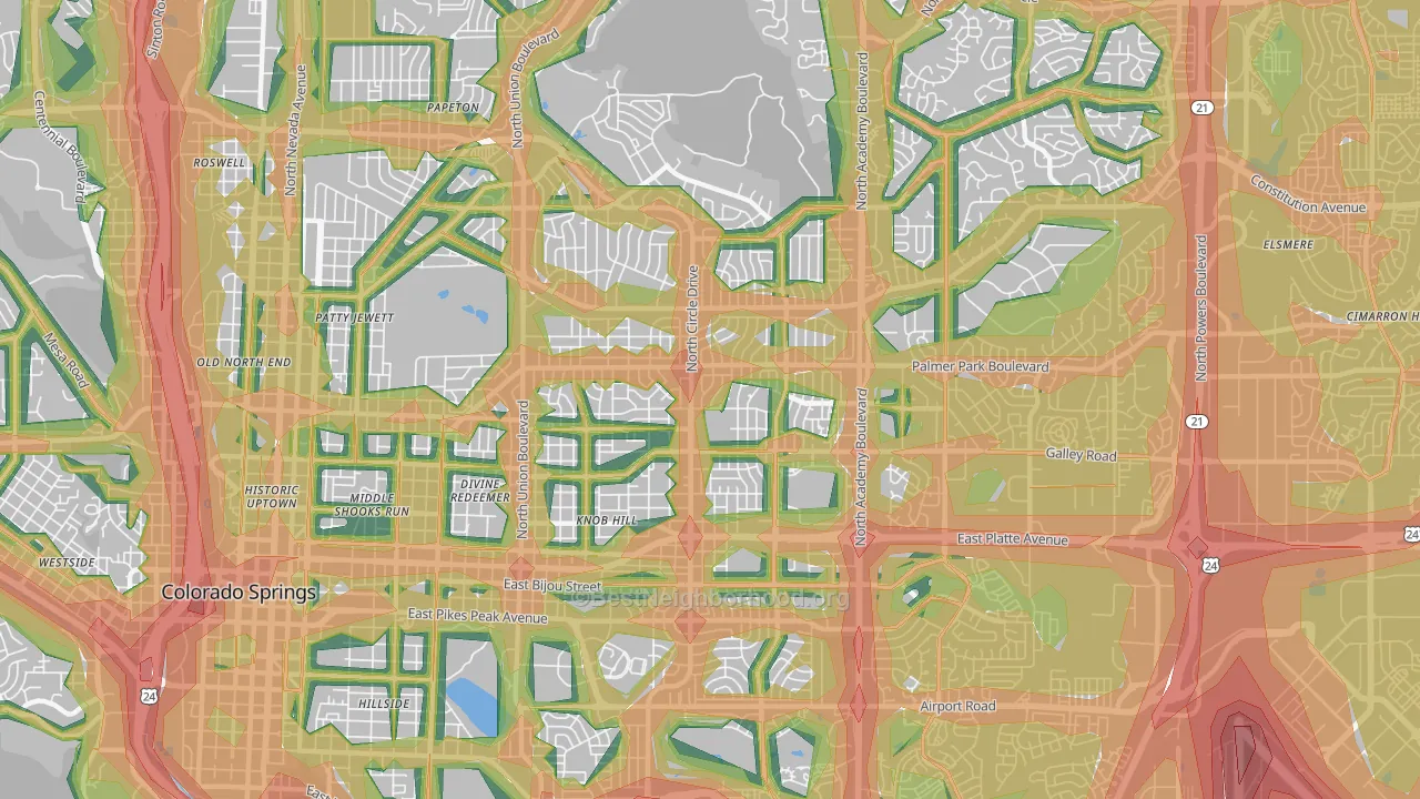 80909, CO Map of Noise Levels in 80909