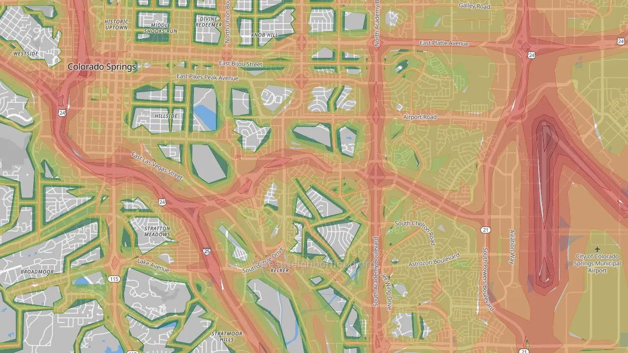 80910, CO Map of Noise Levels in 80910