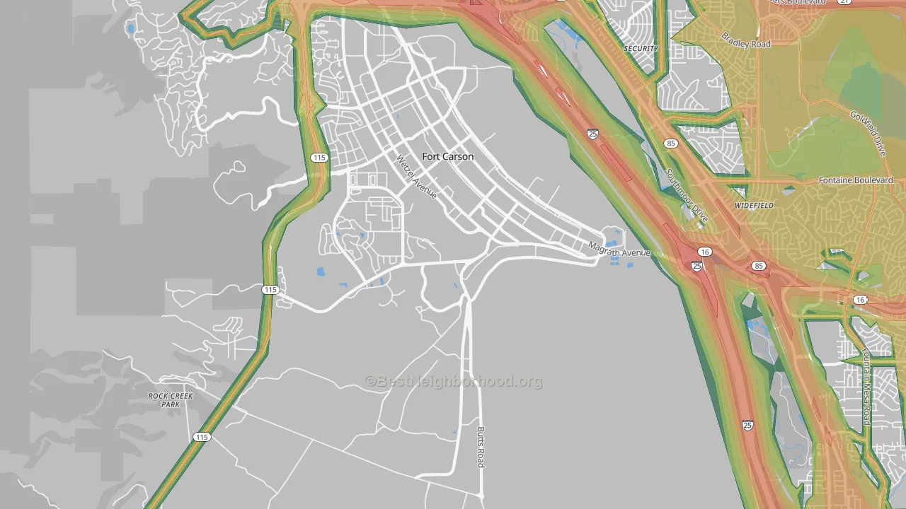 80913, CO Map of Noise Levels in 80913
