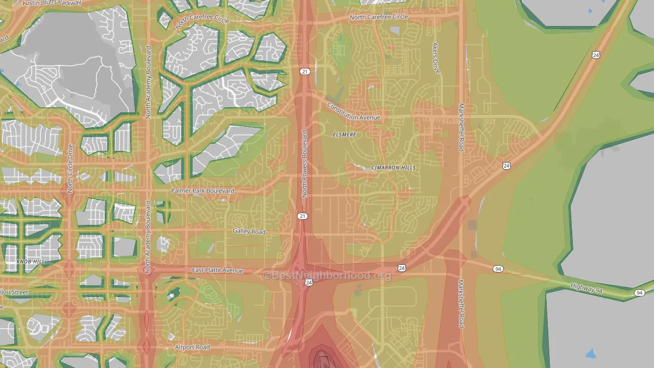 80915, CO Map of Noise Levels in 80915