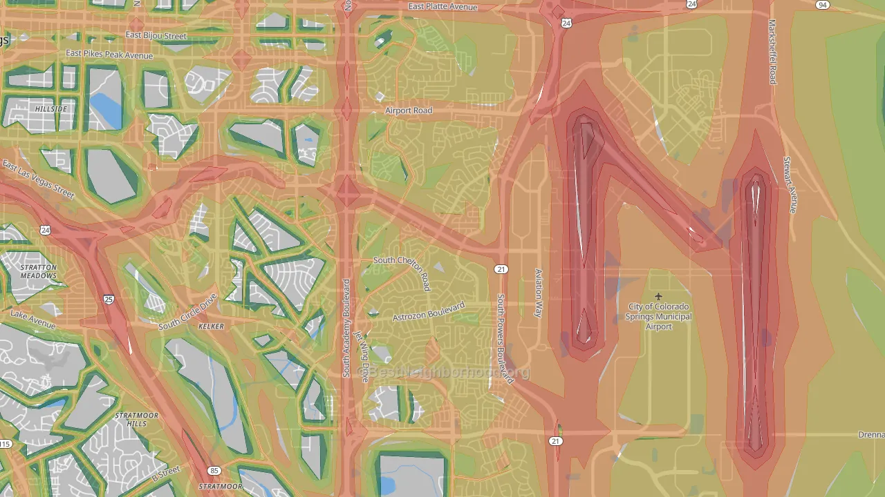 80916, CO Map of Noise Levels in 80916