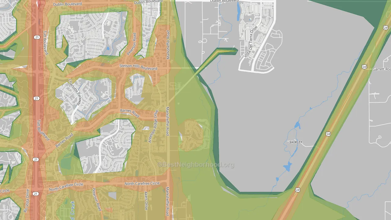 80938, CO Map of Noise Levels in 80938