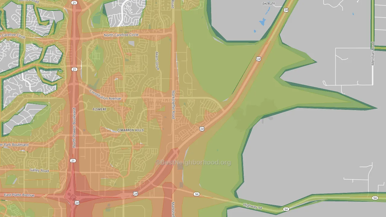80951, CO Map of Noise Levels in 80951