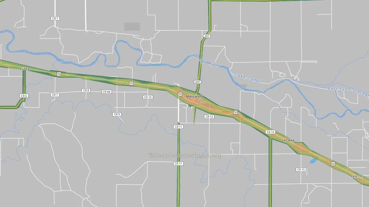 81058, CO Map of Noise Levels in 81058