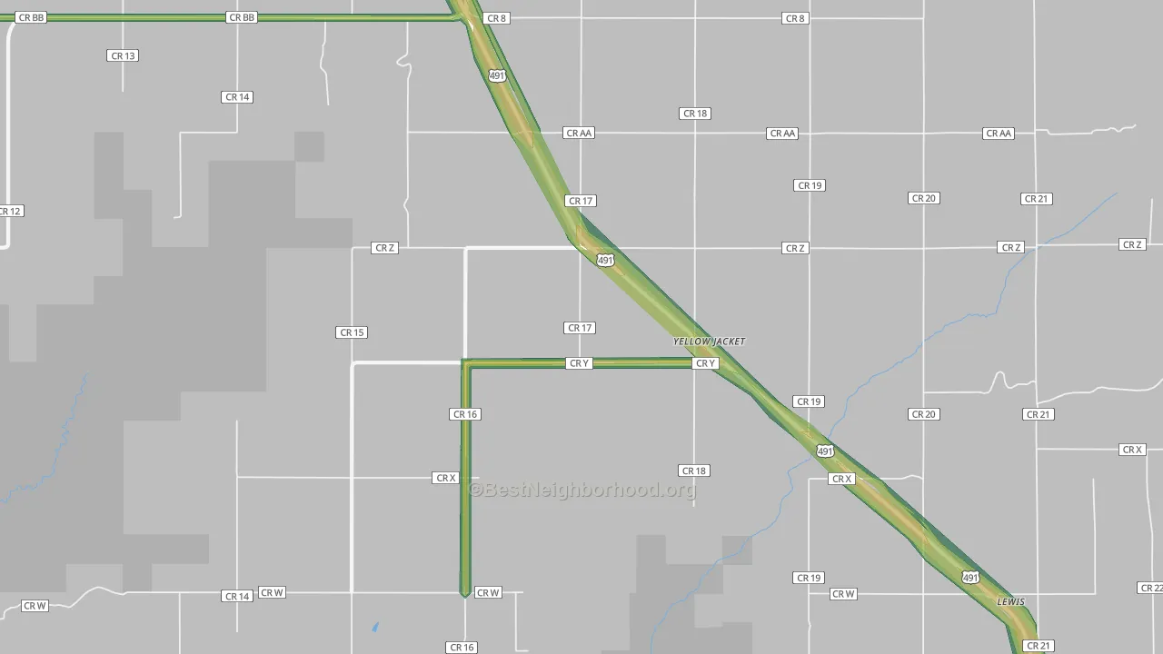 81335, CO Map of Noise Levels in 81335
