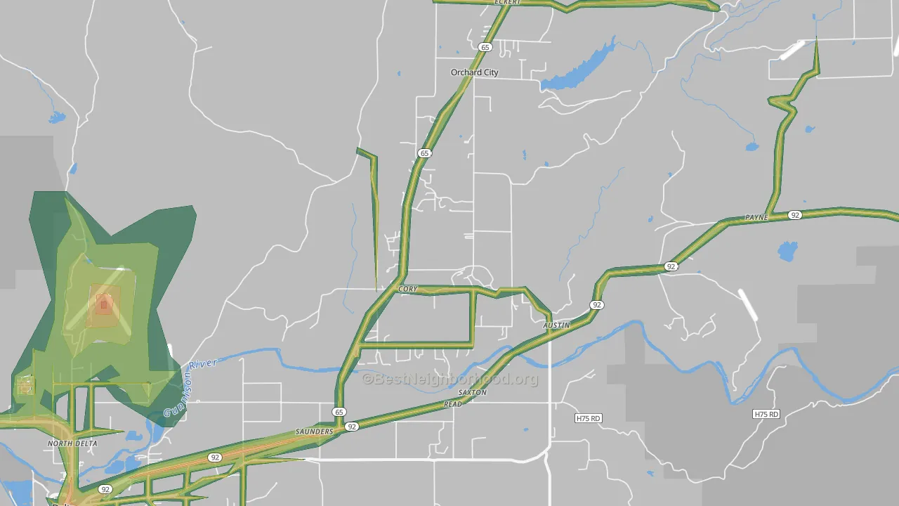 81410, CO Map of Noise Levels in 81410
